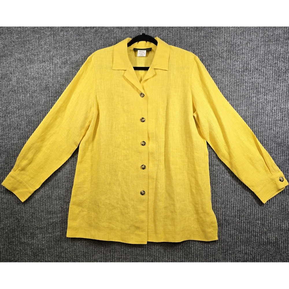 Vintage Harve Bernard Holtzman Womens Blazer 12 yellow 100% Linen
